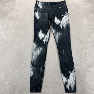 Nike Pants Women's Small Dri Fit Black White Abstract Print Leggings Running Gym